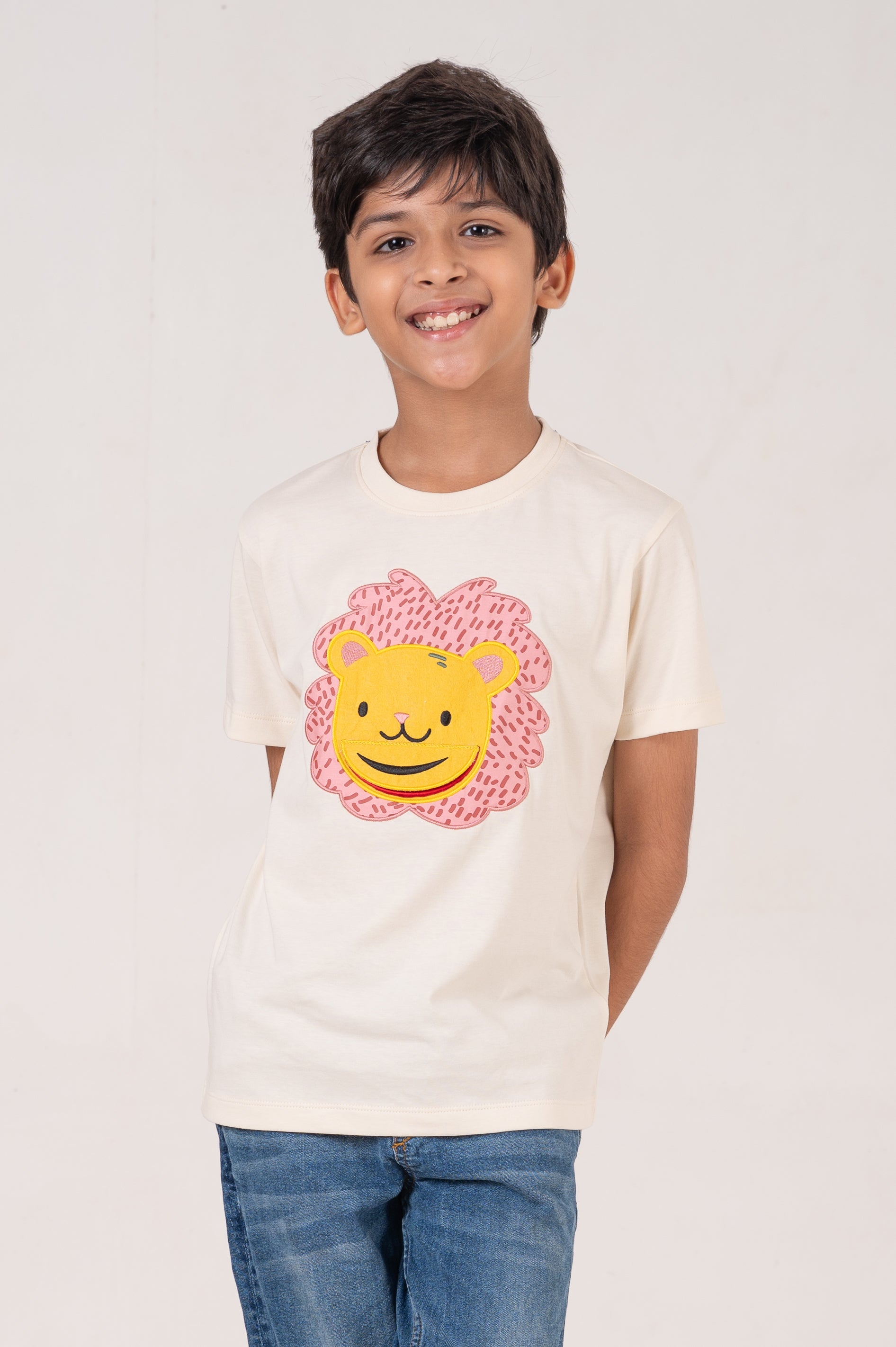 Crew Neck With Applic Emb White