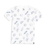 White Slim Printed Tee