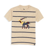 Oat-Meal Regular Fit Striped Tshirt