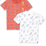 Pack of 2 White & Flame Tees