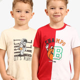 Pack of 2 Bright Red/White & Chalk Tshirts