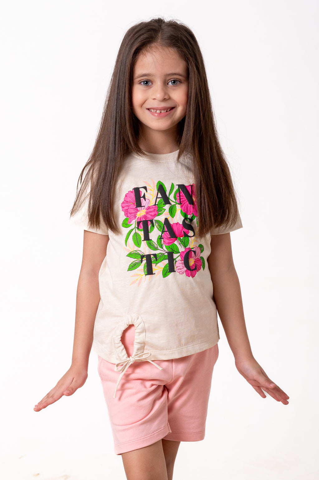 Crew Neck With Puff Print Cream