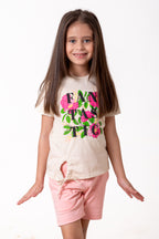 Crew Neck With Puff Print Cream