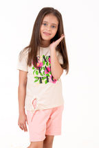 Crew Neck With Puff Print Cream