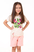 Crew Neck With Puff Print Cream