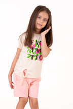 Crew Neck With Puff Print Cream