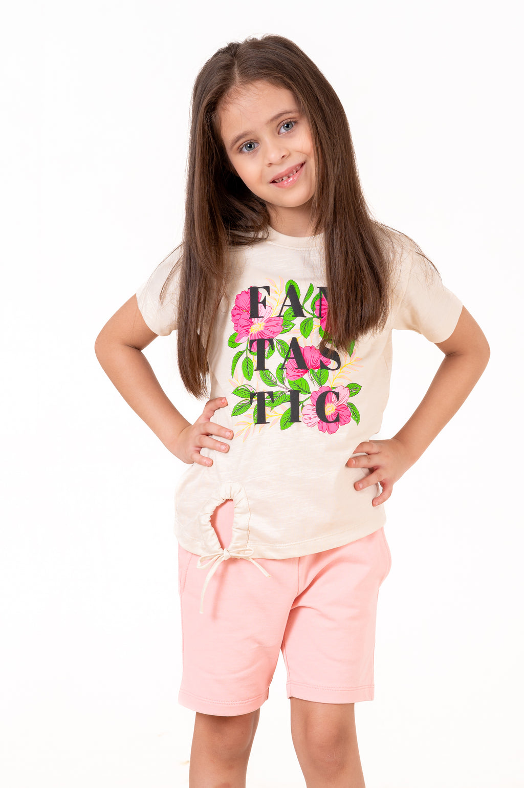 Crew Neck With Puff Print Cream