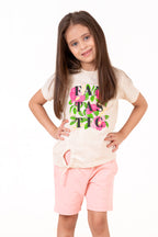 Crew Neck With Puff Print Cream