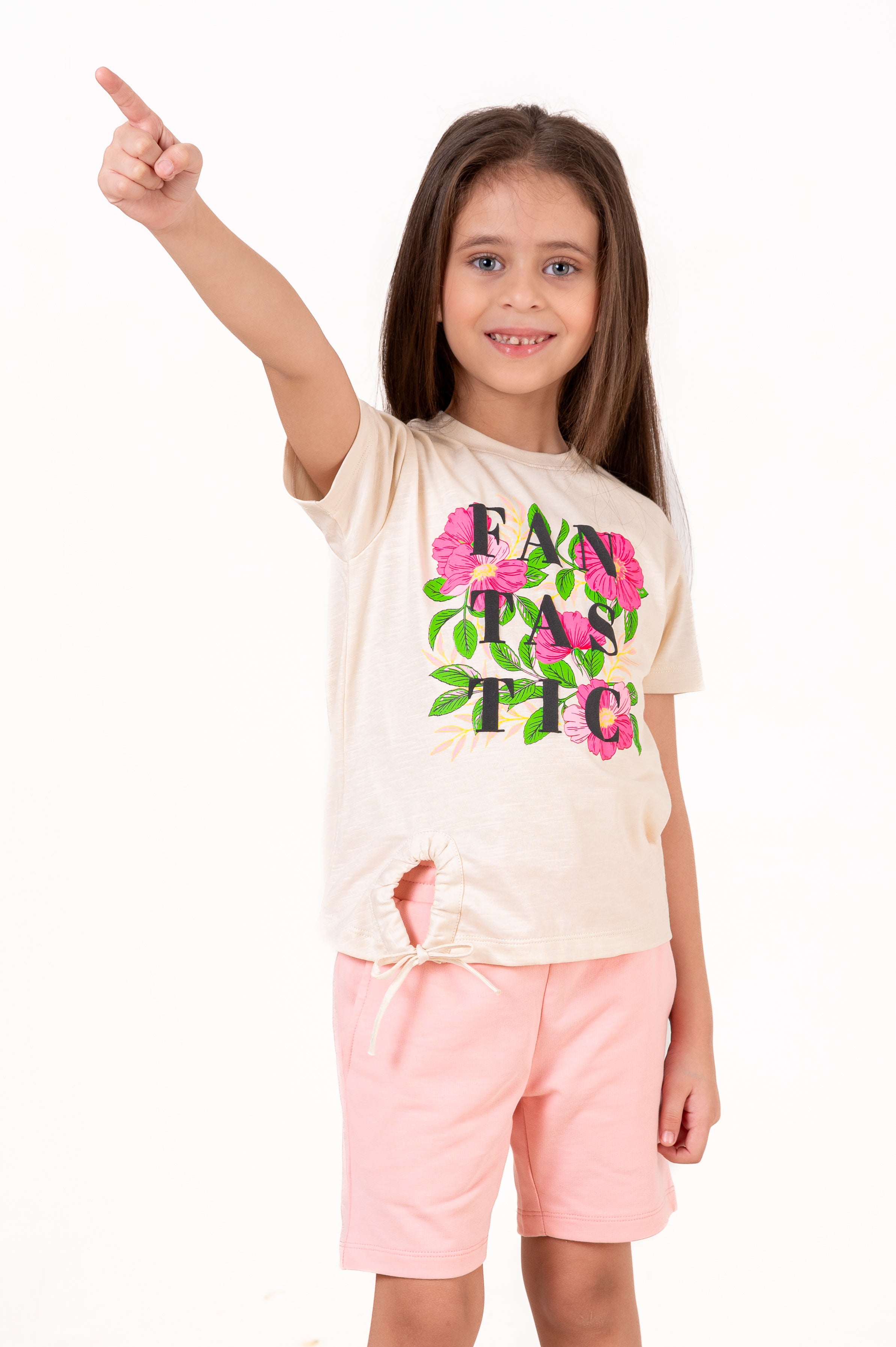 Crew Neck With Puff Print Cream