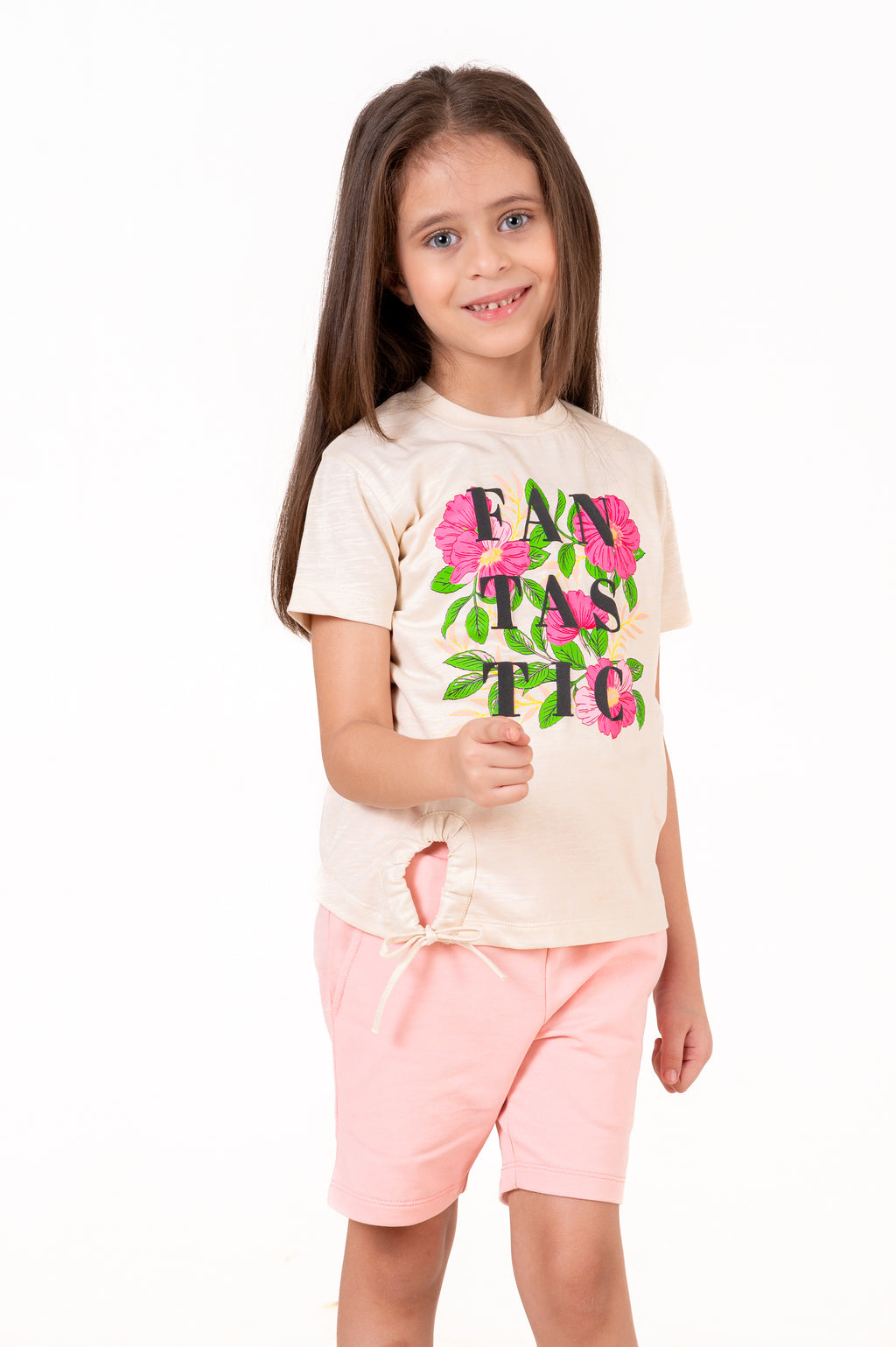 Crew Neck With Puff Print Cream