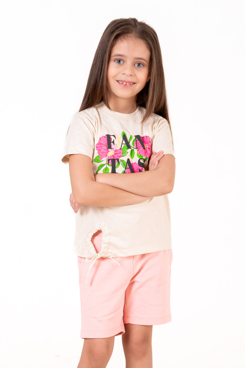 Crew Neck With Puff Print Cream