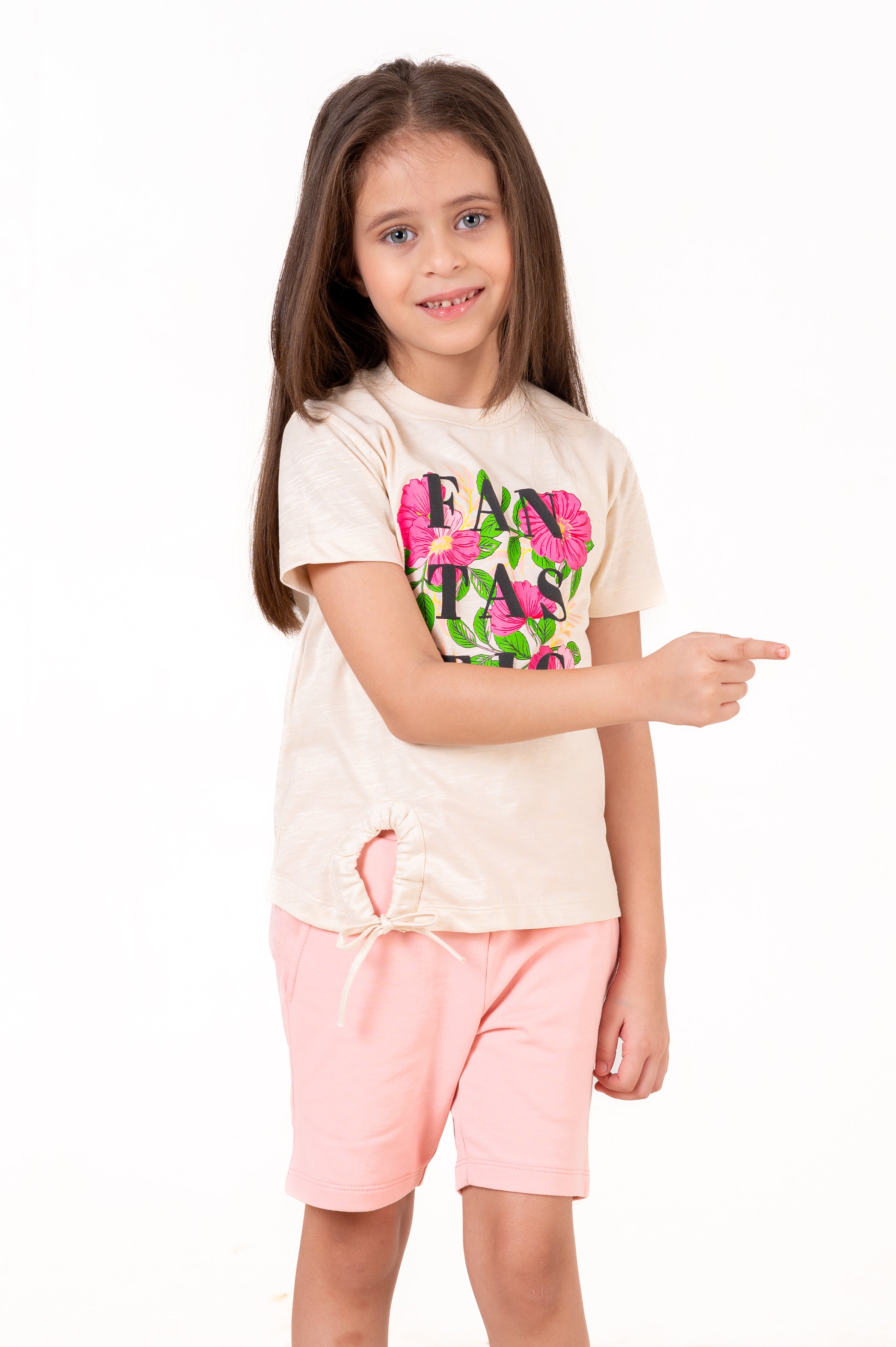 Crew Neck With Puff Print Cream