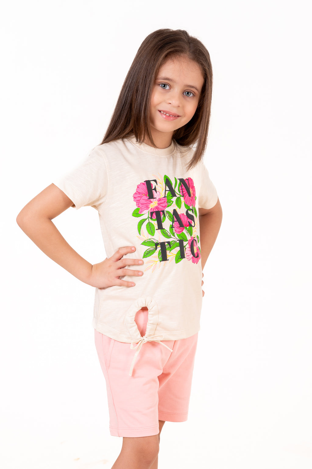 Crew Neck With Puff Print Cream