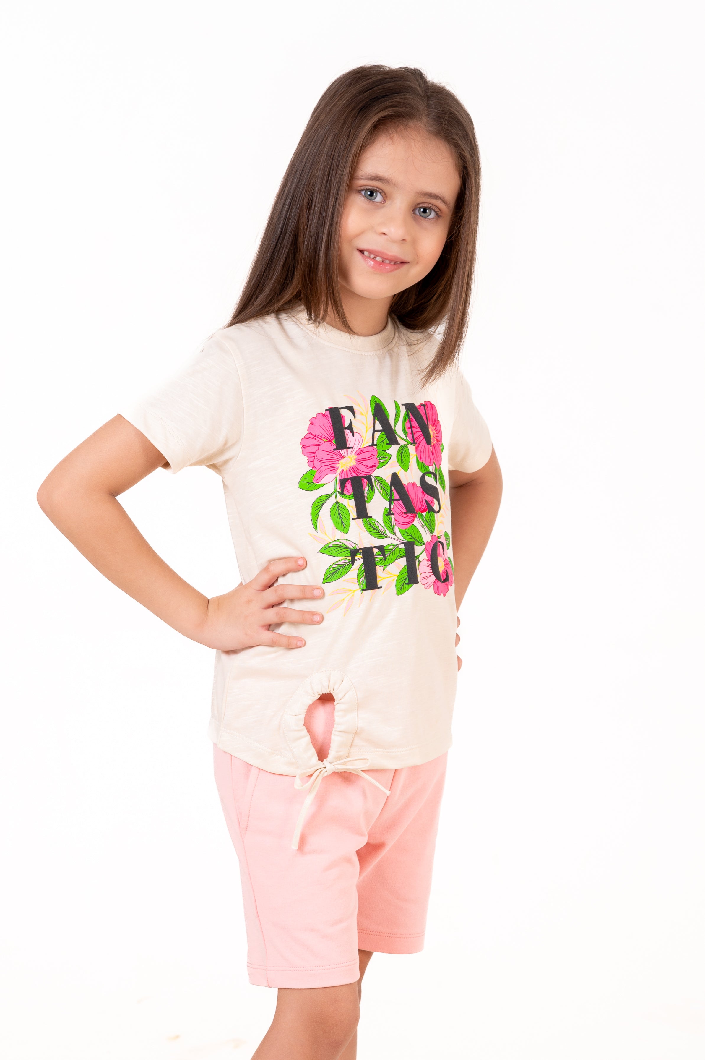 Crew Neck With Puff Print Cream