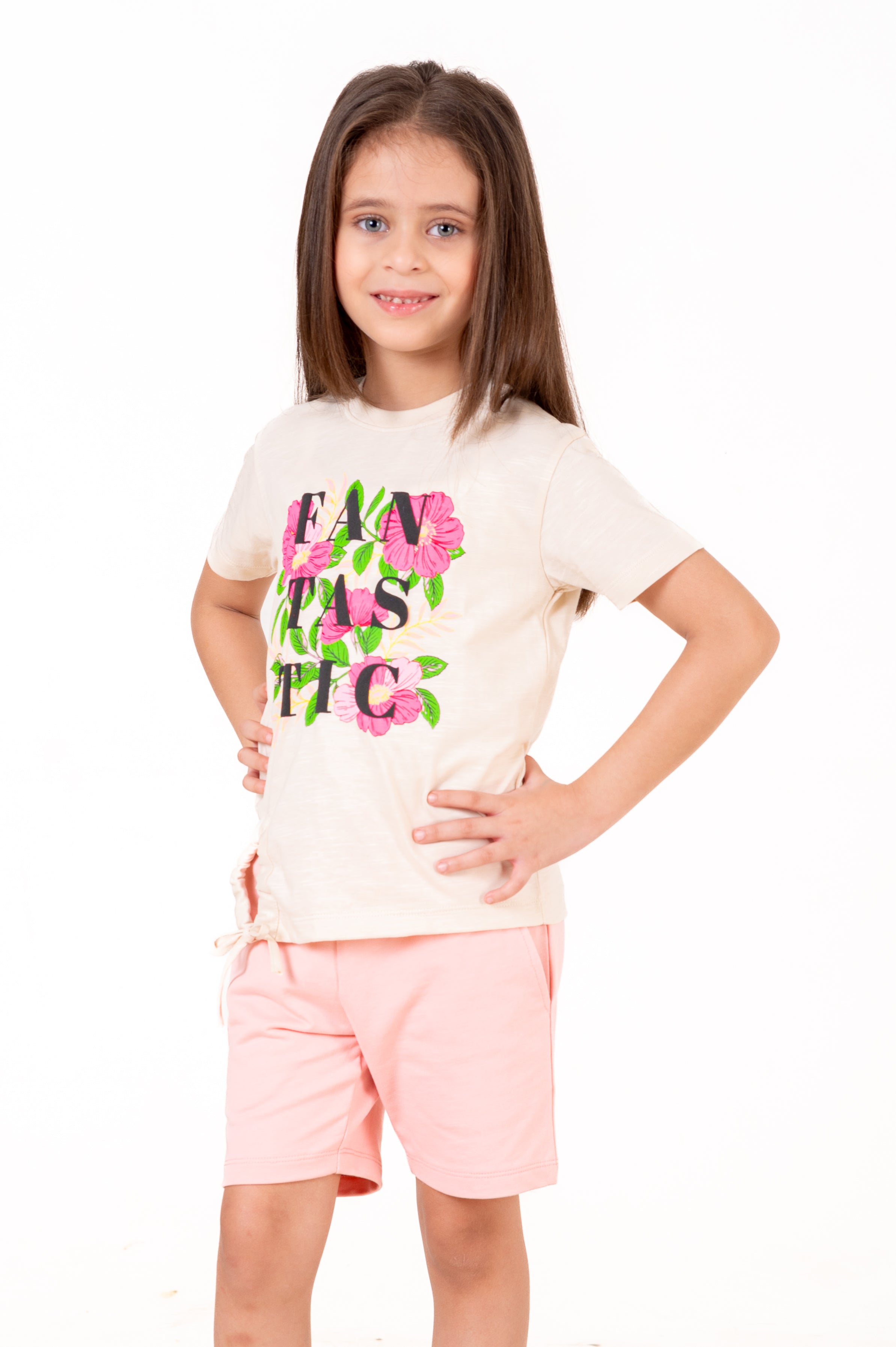 Crew Neck With Puff Print Cream