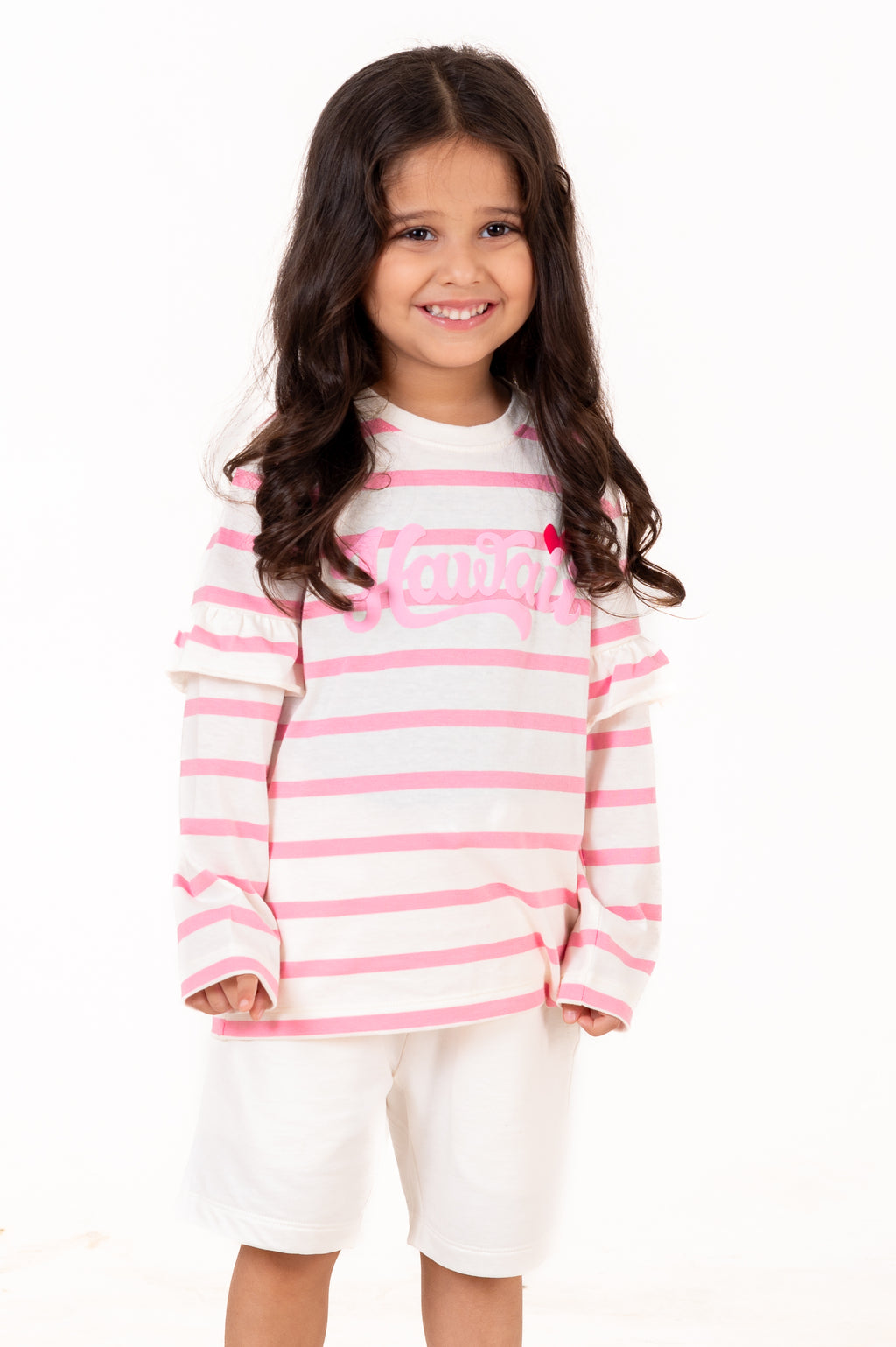 Crew Neck Y/D With Firel And Puff Print Pink