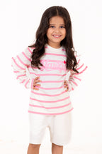 Crew Neck Y/D With Firel And Puff Print Pink