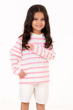 Crew Neck Y/D With Firel And Puff Print Pink