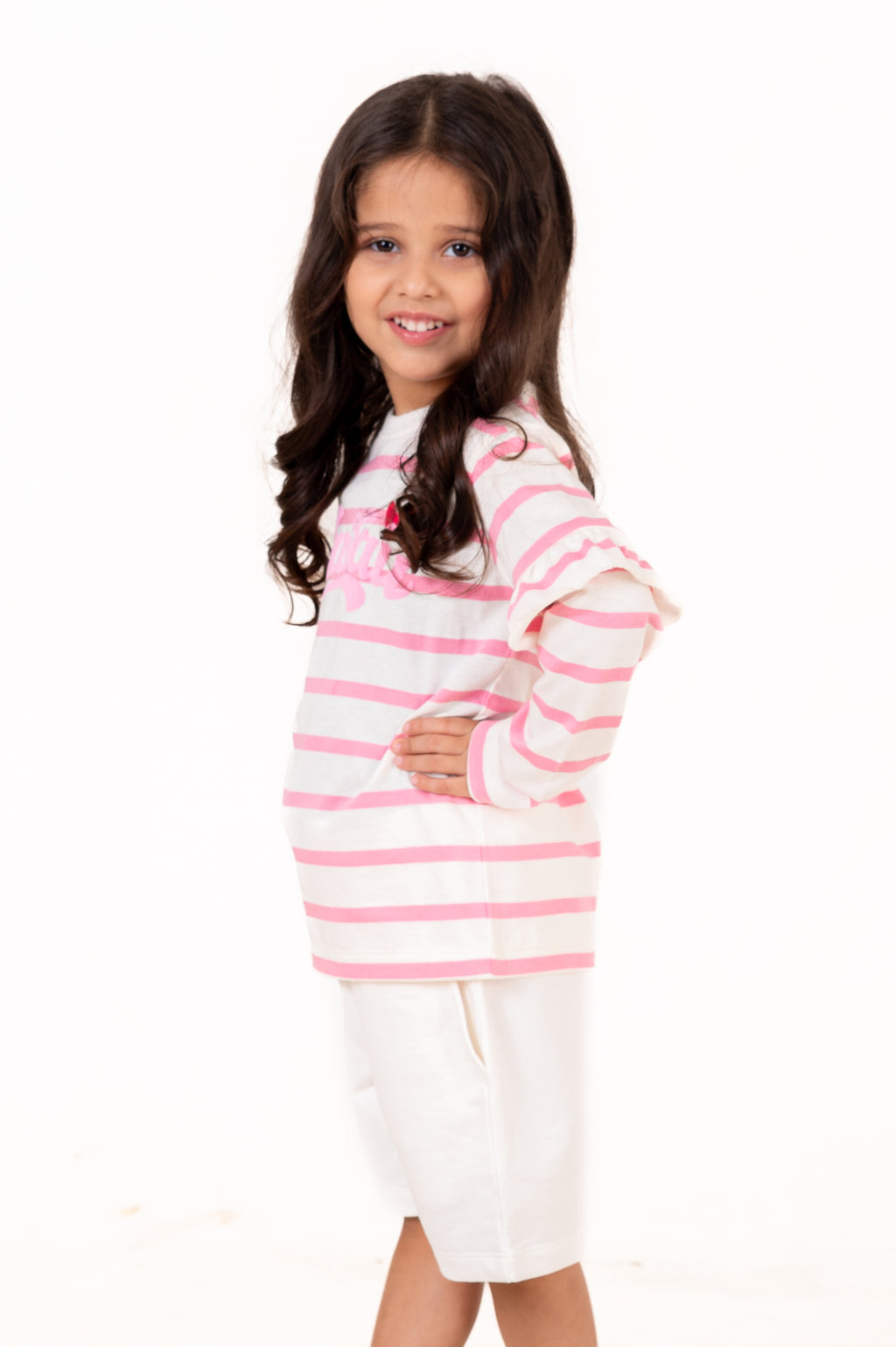 Crew Neck Y/D With Firel And Puff Print Pink