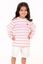 Crew Neck Y/D With Firel And Puff Print Pink