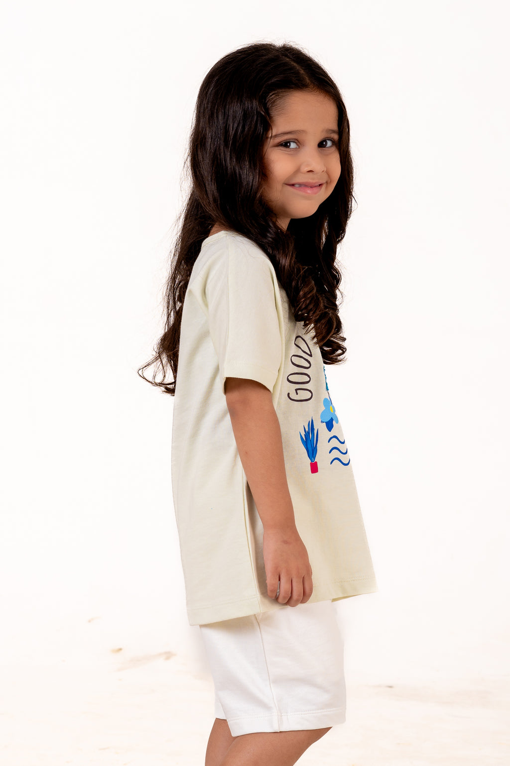 Crew Neck With Normal Print And Fabric Patch Sky Blue