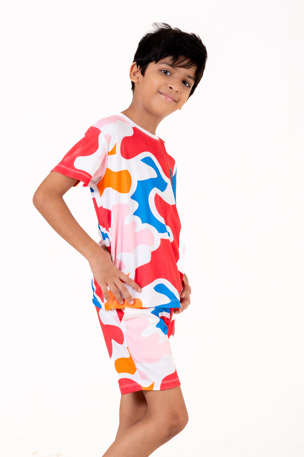 Co Ords With Aop Print With Rubber Bagde Cloud Dancer