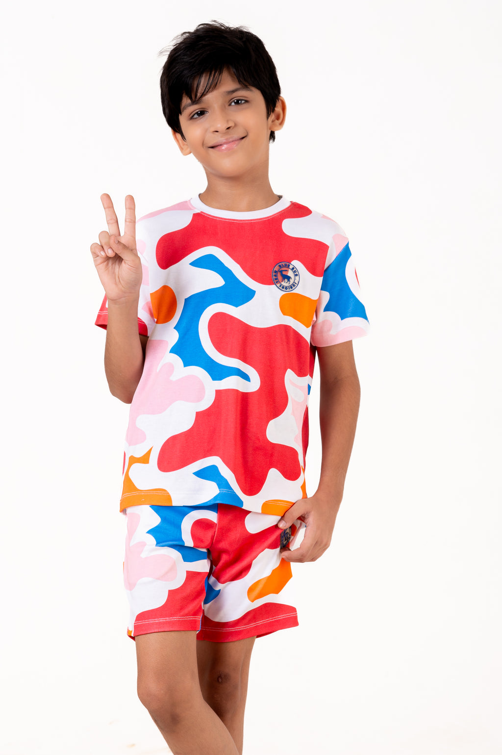 Co Ords With Aop Print With Rubber Bagde Cloud Dancer