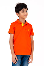 Polo With Contrast Placket And Emb Red