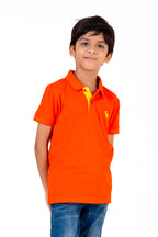 Polo With Contrast Placket And Emb Red