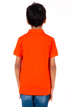 Polo With Contrast Placket And Emb Red