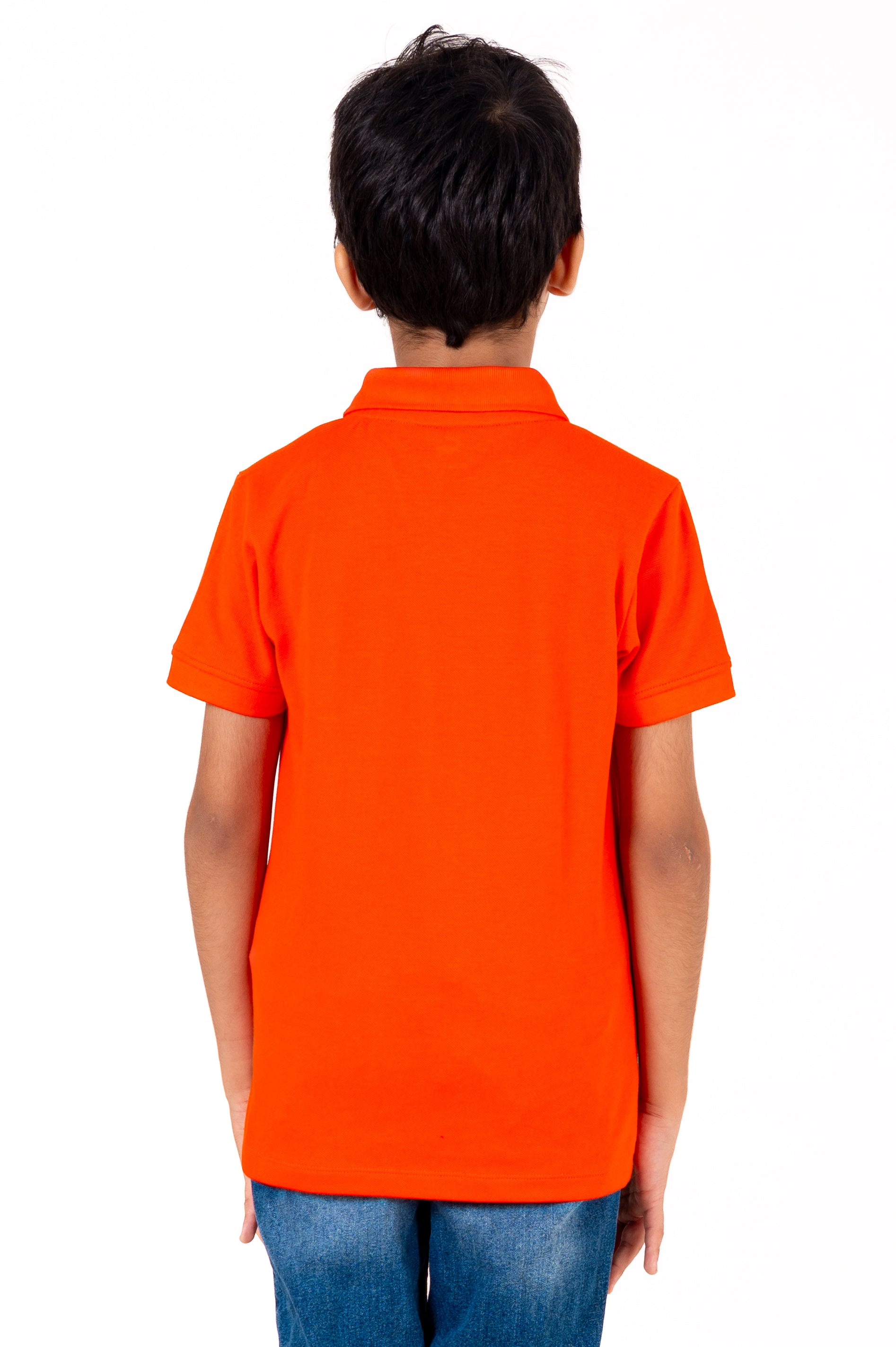 Polo With Contrast Placket And Emb Red