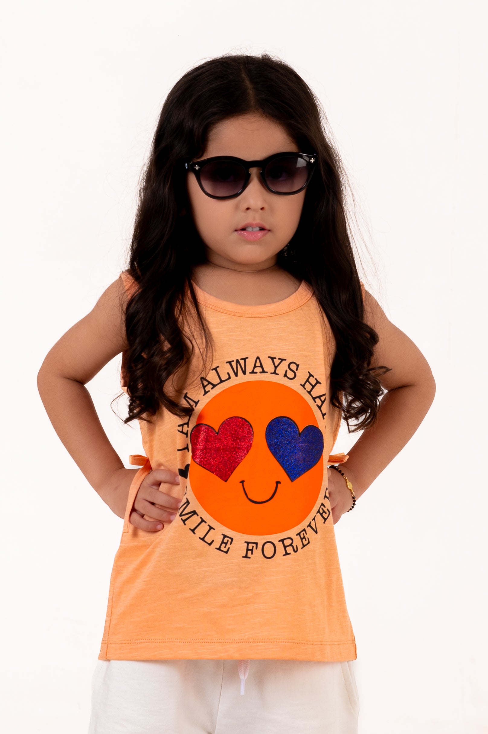 Tank Top With Gilter Print Orange