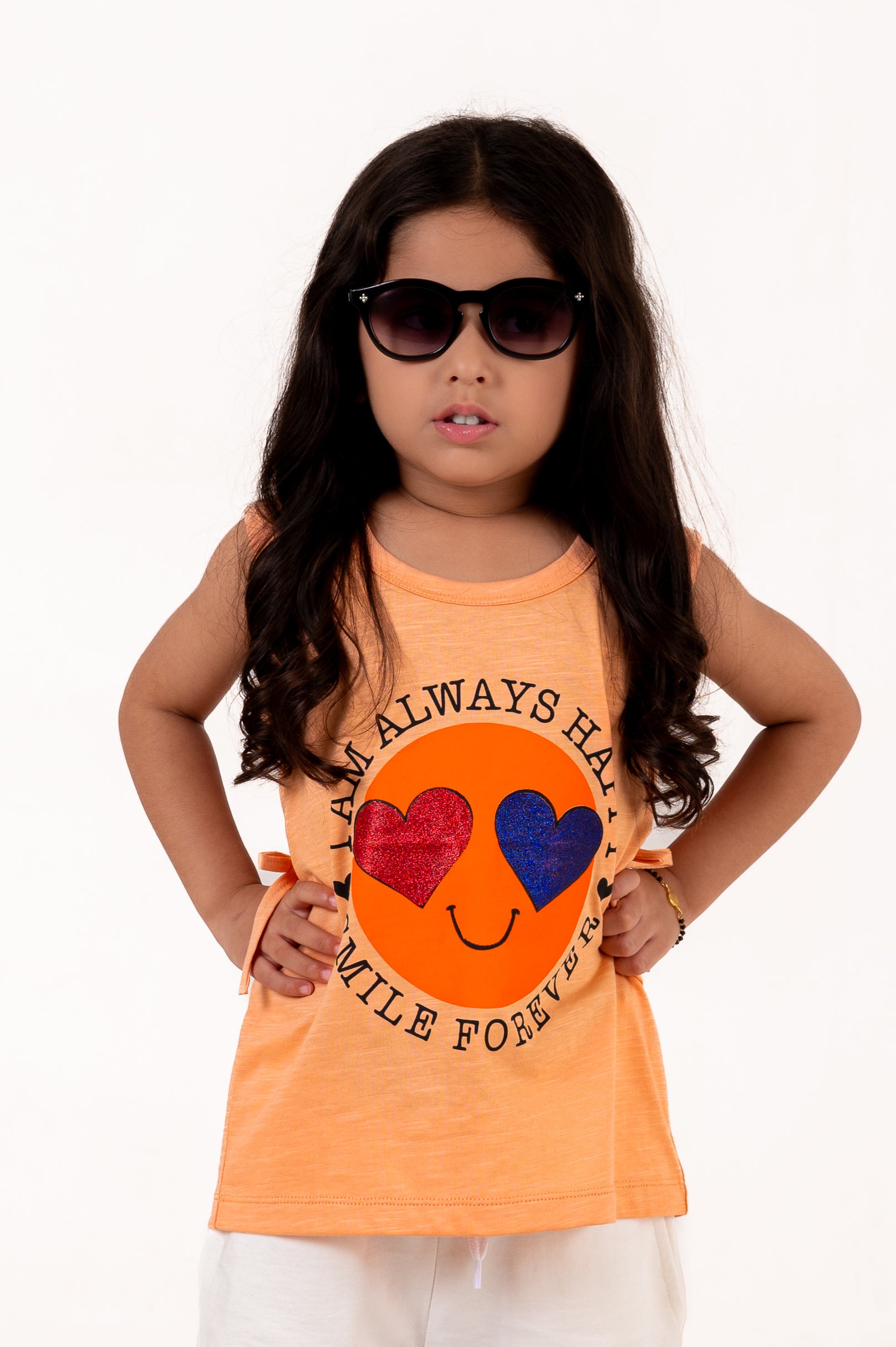 Tank Top With Gilter Print Orange