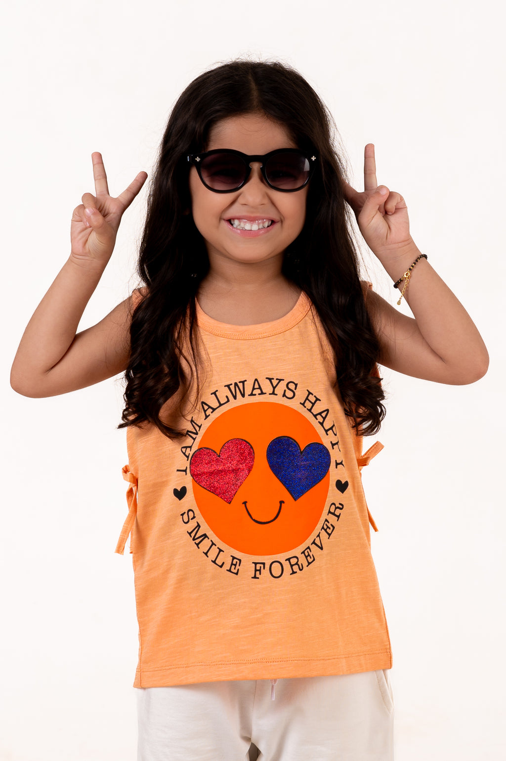 Tank Top With Gilter Print Orange