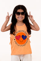 Tank Top With Gilter Print Orange