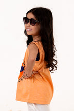 Tank Top With Gilter Print Orange
