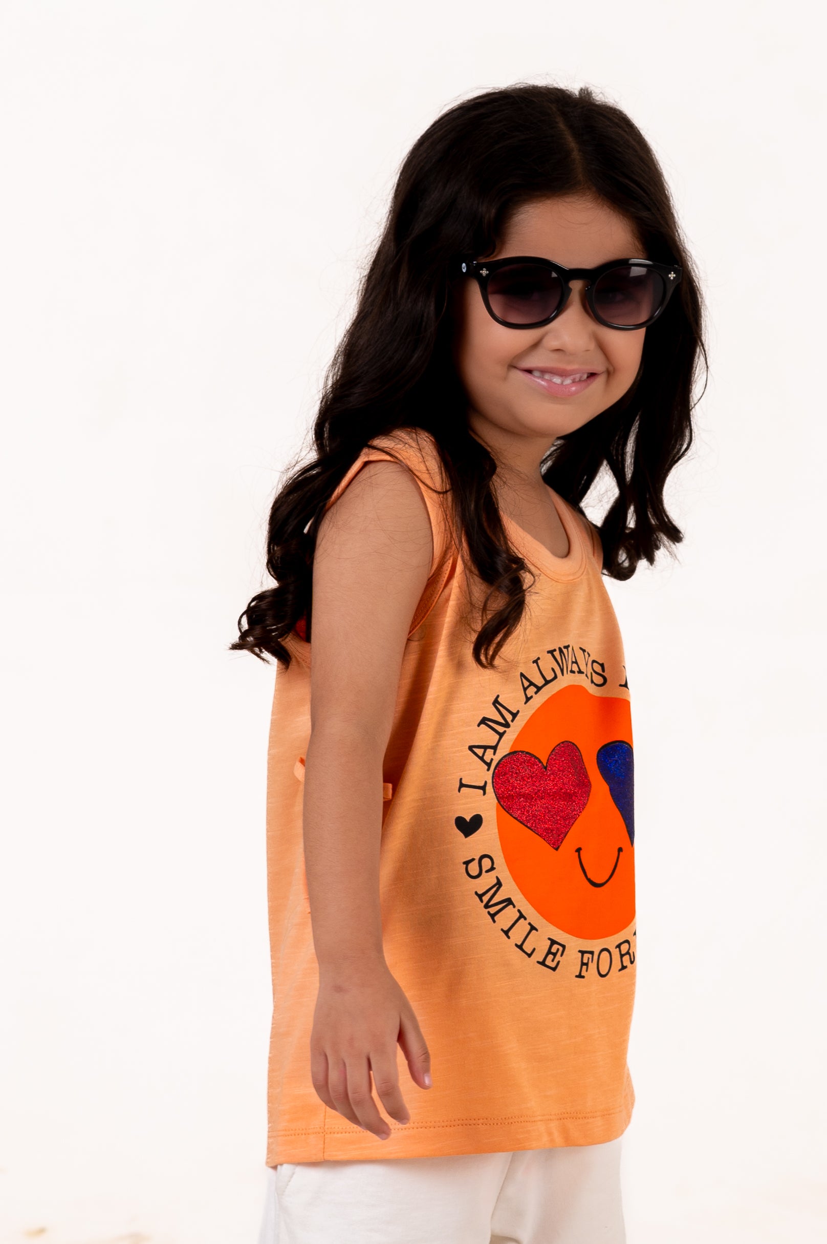 Tank Top With Gilter Print Orange