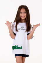 Crew Neck With Normal Print And Applic White