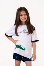 Crew Neck With Normal Print And Applic White