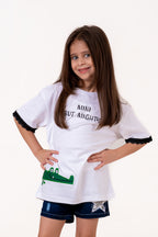 Crew Neck With Normal Print And Applic White