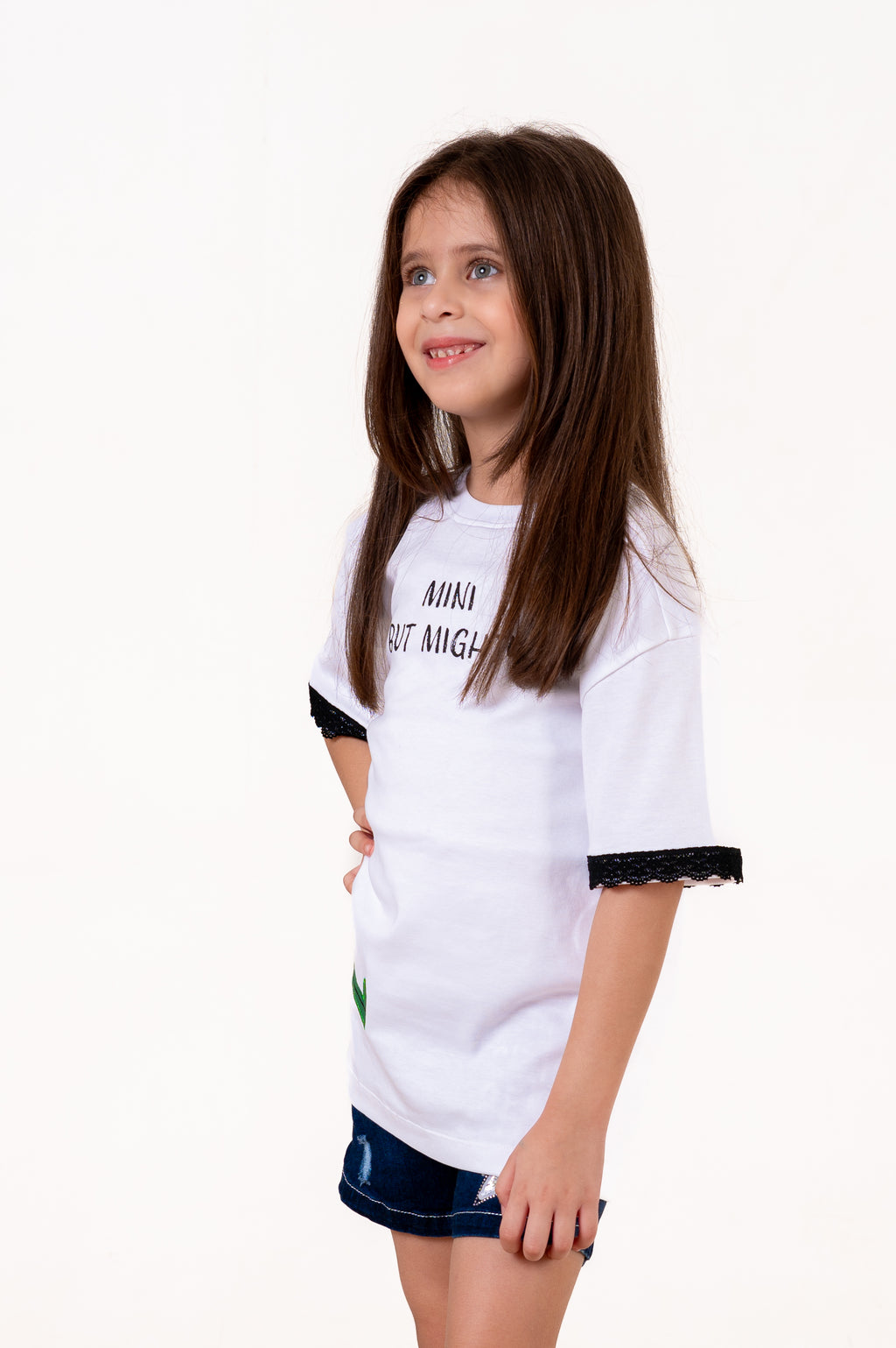 Crew Neck With Normal Print And Applic White