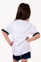 Crew Neck With Normal Print And Applic White