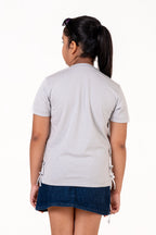 Crew Neck With Chennile Emb And Bow Sky Blue