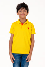 Polo With Contrast Placket And Emb Yellow