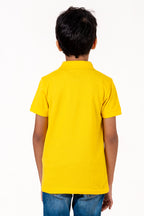 Polo With Contrast Placket And Emb Yellow