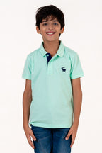 Polo With Contrast Placket And Emb Pista Green