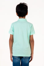 Polo With Contrast Placket And Emb Pista Green