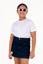 Crew Neck With Bow White