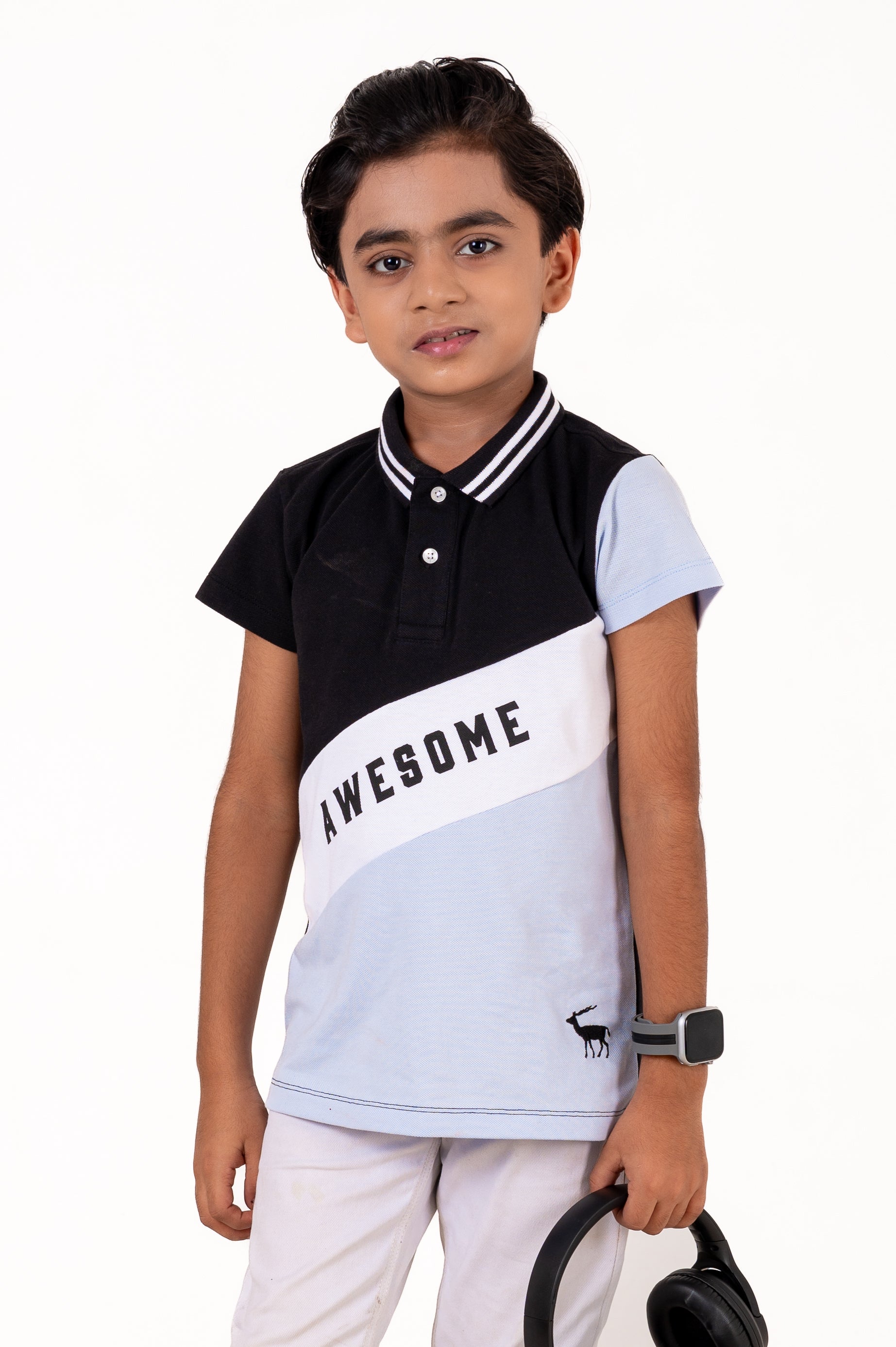 Polo With Print And Cut & Sew Black