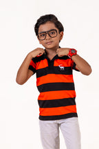 Polo Y/D Contrast Placket And Emb Orange